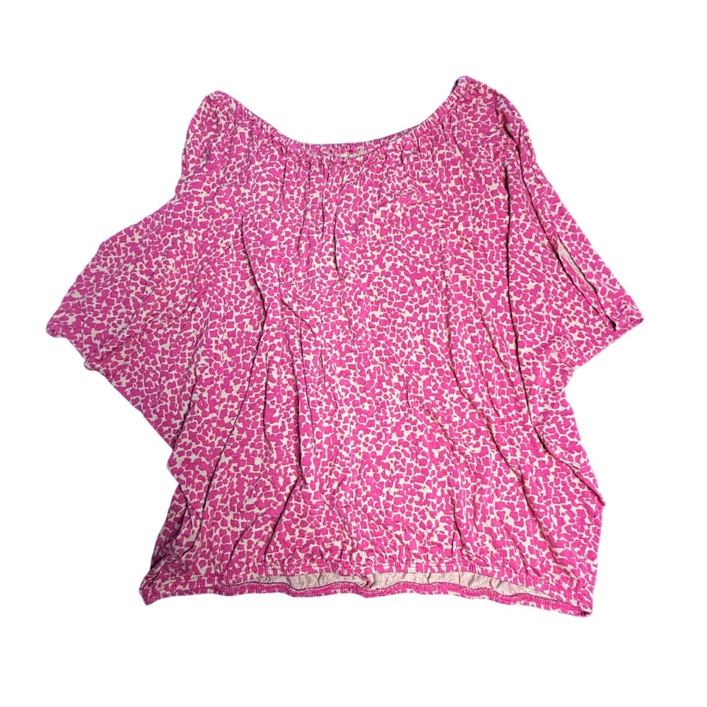 Ann‎ Taylor LOFT Pink Print Top Blouse Womens Size S Short Sleeve